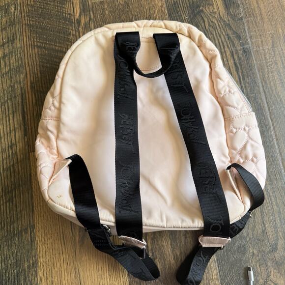 Betsey Johnson Heart Quilted Pink Backpack Floral Lining Medium Size Bag - Picture 3 of 9